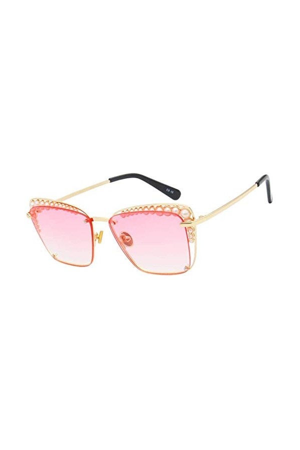 NIUASH Lunettes de Soleil polarisées Luxe Perle Rectangle Lunettes De Soleil Femmes Mode Rose Lunettes De Soleil pour Femmes 