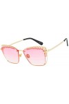 NIUASH Lunettes de Soleil polarisées Luxe Perle Rectangle Lunettes De Soleil Femmes Mode Rose Lunettes De Soleil pour Femmes 