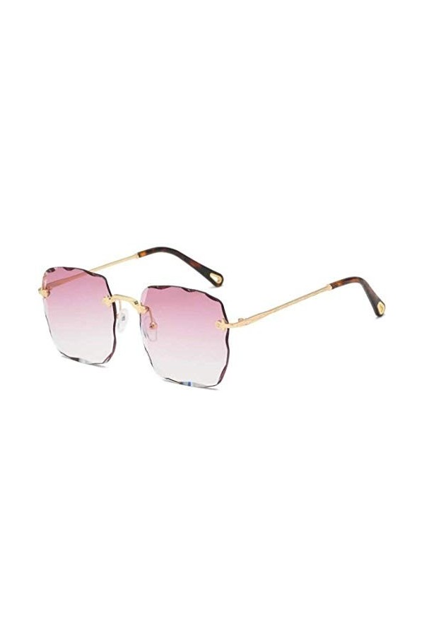 Lunettes de soleil Verres rouges lunettes sans monture carrées femmes lunettes de soleil de luxe tendance vague coupe cristal