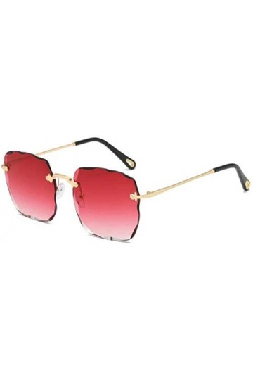 NIUASH Lunettes de Soleil Verres Rouges Lunettes sans Monture carrées Femmes Lunettes de Soleil de Luxe Tendance Vague Coupe 