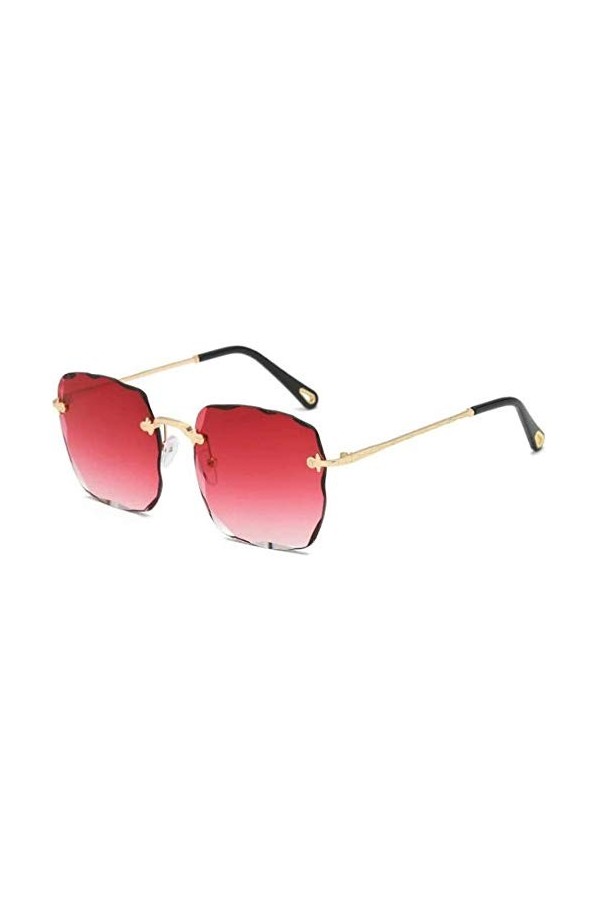 NIUASH Lunettes de Soleil Verres Rouges Lunettes sans Monture carrées Femmes Lunettes de Soleil de Luxe Tendance Vague Coupe 