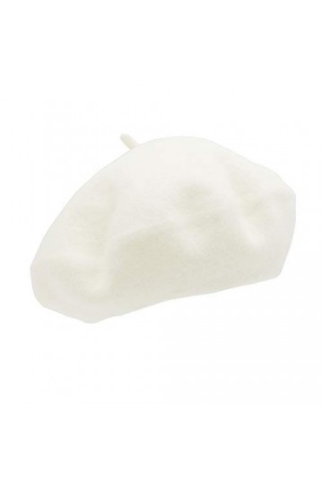 Umeepar Chapeau béret français en Laine Couleur Unie Chapeau dhiver pour Femme, Blanc