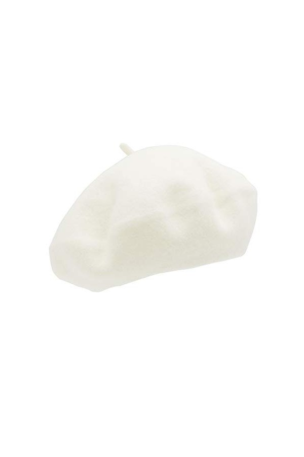 Umeepar Chapeau béret français en Laine Couleur Unie Chapeau dhiver pour Femme, Blanc