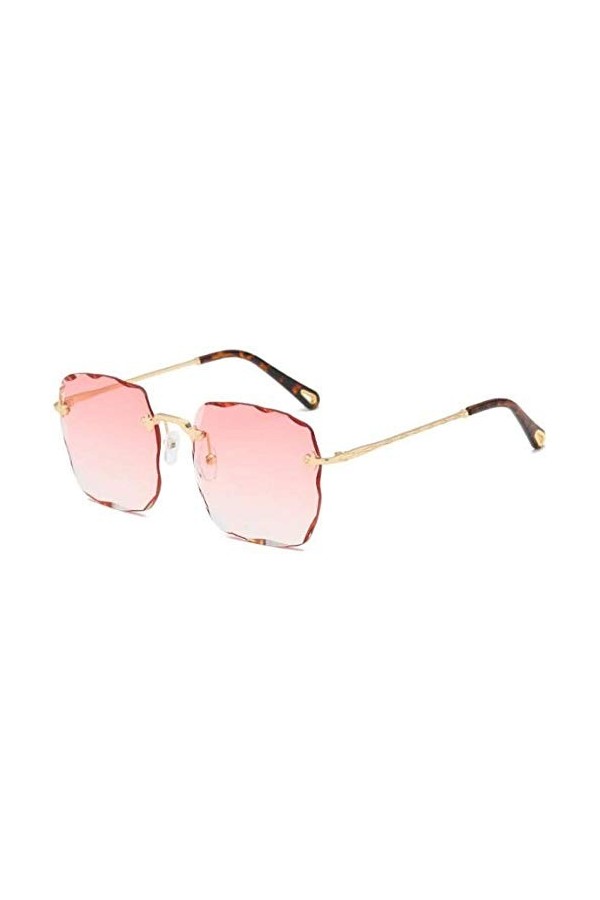 NIUASH Lunettes de Soleil Verres Rouges Lunettes sans Monture carrées Femmes Lunettes de Soleil de Luxe Tendance Vague Coupe 