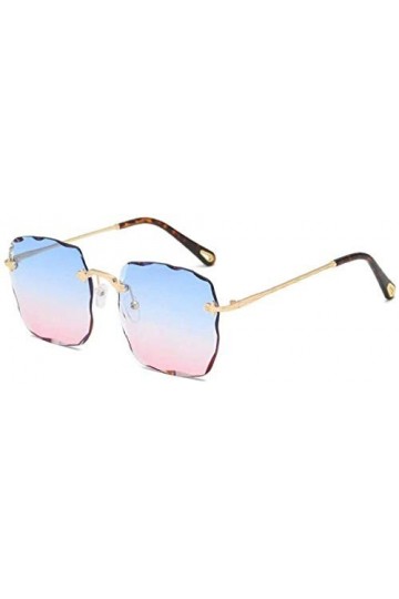 NIUASH Lunettes de Soleil Verres Rouges Lunettes sans Monture carrées Femmes Lunettes de Soleil de Luxe Tendance Vague Coupe 