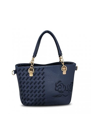 FANDARE Élégant Femme Sac a Main Broderie Sacs Cabas Bandoulieres Cuir PU Imperméable Sacoche Cartable pour Achats Fête Voyag