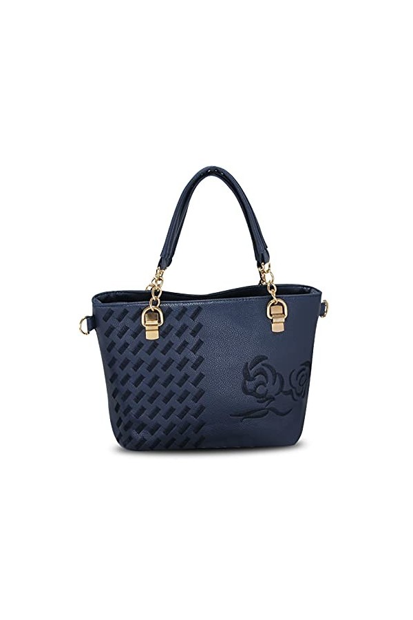 FANDARE Élégant Femme Sac a Main Broderie Sacs Cabas Bandoulieres Cuir PU Imperméable Sacoche Cartable pour Achats Fête Voyag