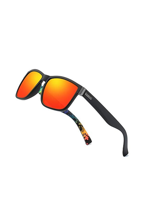FRROS Annata Lunettes de soleil polarisées pour homme et femme, conduite de pêche, 100 % protection UV, Rouge et noir.