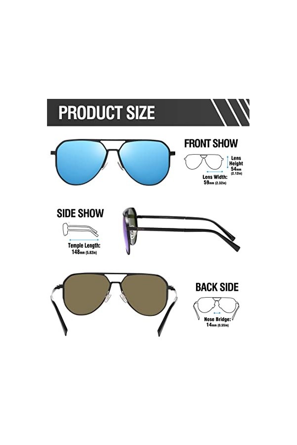 DUCO Lunettes de soleil rétro pour homme et femme - Cadre en métal surdimensionné - Lunettes de soleil vintage - Avec protect