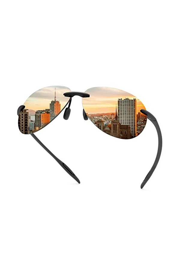 Lunettes de soleil polarisées pour hommes et femmes Lunettes de conduite sans monture UV400 Miroir de protection Lunettes de 