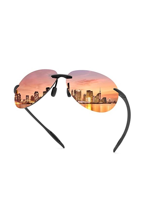 Lunettes de soleil polarisées pour hommes et femmes Lunettes de conduite sans monture UV400 Miroir de protection Lunettes de 