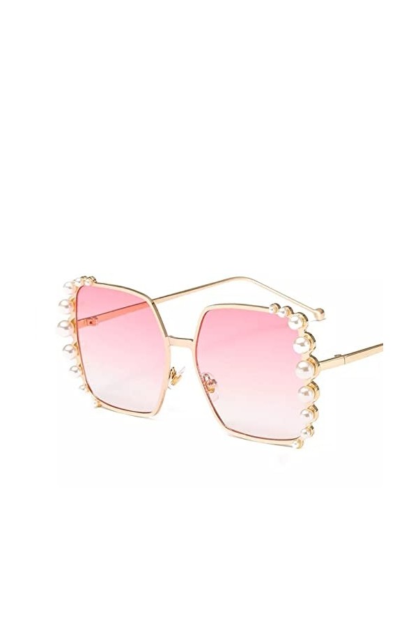 Miyabitors Lunettes de soleil surdimensionnées avec perles incrustées décoratives pour femme - Lunettes de soleil UV400