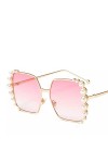 Miyabitors Lunettes de soleil surdimensionnées avec perles incrustées décoratives pour femme - Lunettes de soleil UV400