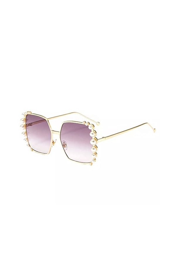 Miyabitors Lunettes de soleil surdimensionnées avec perles incrustées décoratives pour femme - Lunettes de soleil UV400