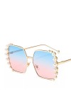 Miyabitors Lunettes de soleil surdimensionnées avec perles incrustées décoratives pour femme - Lunettes de soleil UV400
