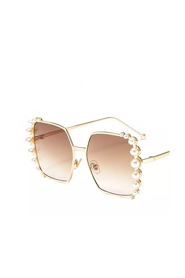 Miyabitors Lunettes de soleil surdimensionnées avec perles incrustées décoratives pour femme - Lunettes de soleil UV400
