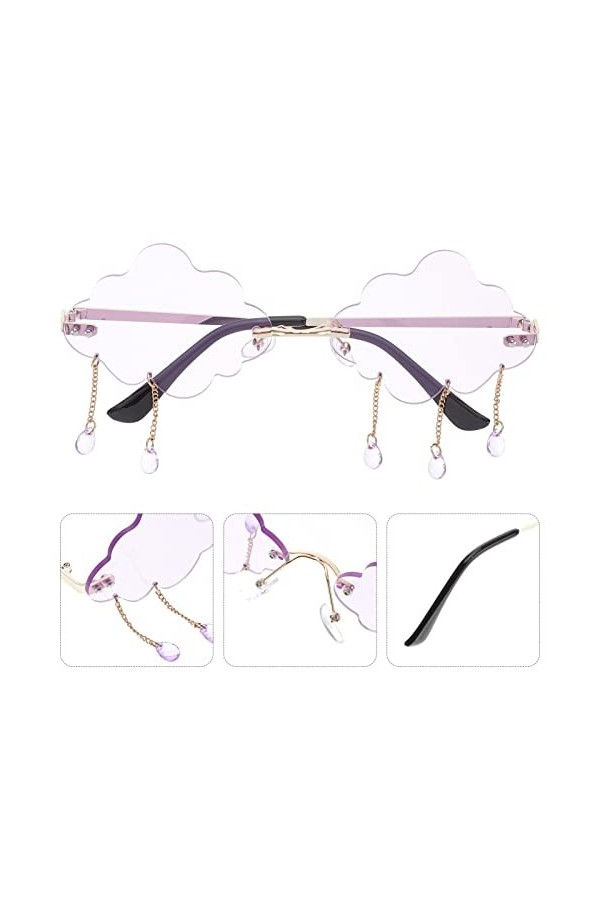 TENDYCOCO 4Pcs Lunettes De Soleil Vintage Lunettes De Soleil Sans Monture Lunettes De Mode Pour Femmes Goutte De Pluie Irrégu