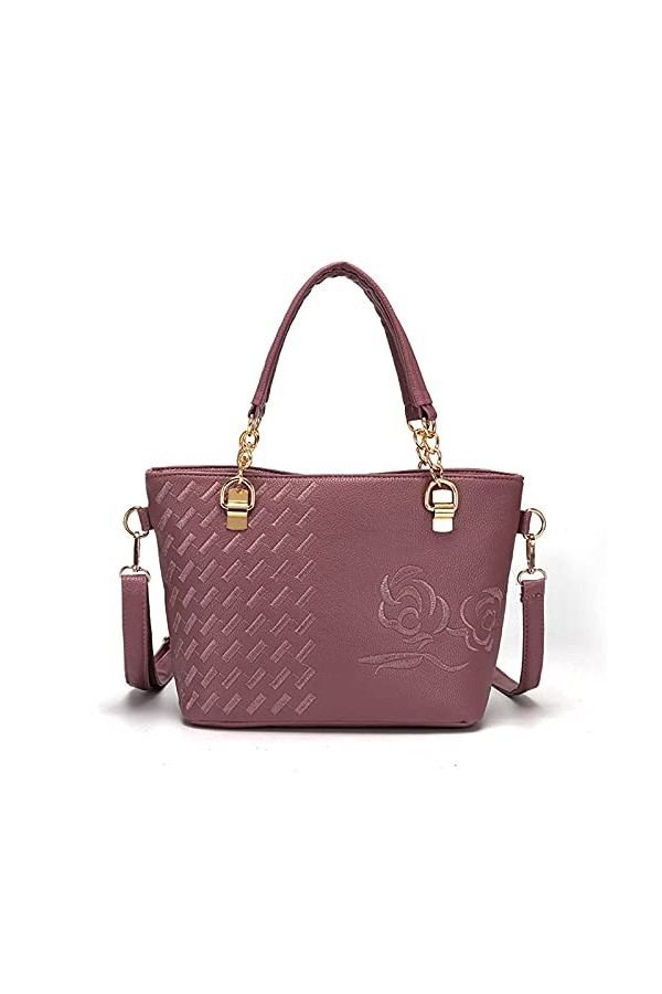 FANDARE Élégant Femme Sac a Main Broderie Sacs Cabas Bandoulieres Cuir PU Imperméable Sacoche Cartable pour Achats Fête Voyag