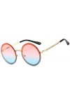NIUASH Lunettes de Soleil polarisées Vintage Lunettes de Soleil Femmes rétro Lunettes Rondes Rose Jaune lentille métal Cadre 