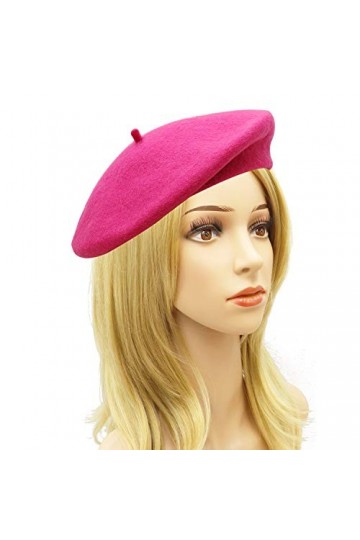Umeepar Chapeau béret français en Laine Couleur Unie Chapeau dhiver pour Femme, Rose Rouge
