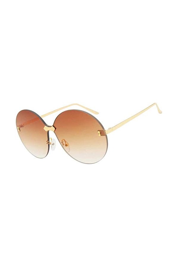 NIUASH Lunettes de Soleil polarisées Lunettes de Soleil Rondes sans Monture Femmes été Bleu Rose Une pièce Vintage Lunettes d