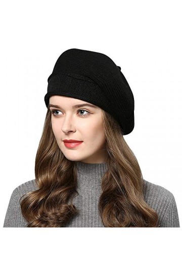 Superora Femme Bonnet Béret Chapeau Vintage Classique Élégant Français Automne Hiver, Noir, 55-58