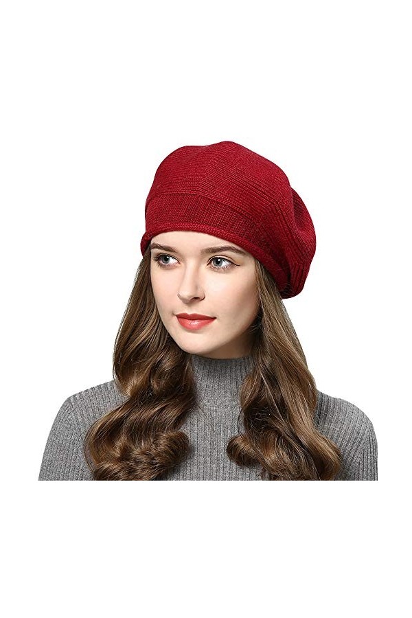 Superora Femme Bonnet Béret Chapeau Vintage Classique Élégant Français Automne Hiver, Noir, 55-58