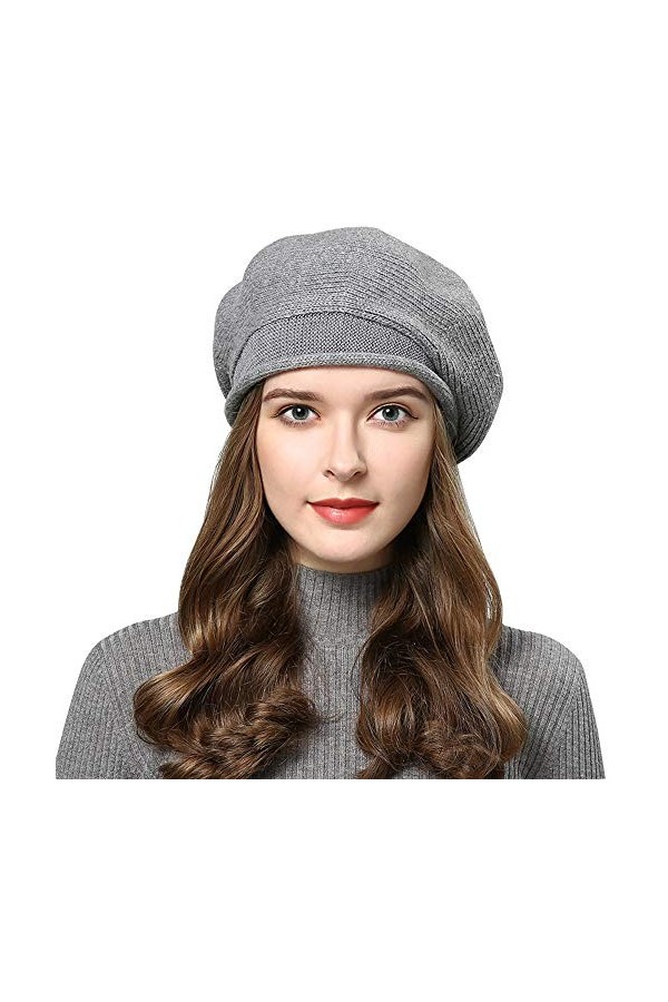 Superora Femme Bonnet Béret Chapeau Vintage Classique Élégant Français Automne Hiver, Noir, 55-58