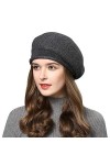 Superora Femme Bonnet Béret Chapeau Vintage Classique Élégant Français Automne Hiver, Noir, 55-58