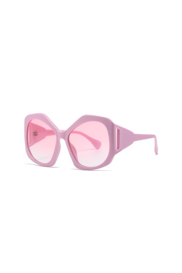 HPIRME Lunettes de soleil œil de chat irrégulières surdimensionnées femmes lunettes de soleil dégradées roses vintage lunette