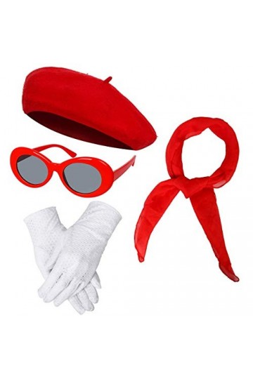 NUWIND Chapeau Béret Français Classique Vintage, Casquettes de Laine Casquettes, Écharpe en Mousseline de Soie, Gants, Lunett