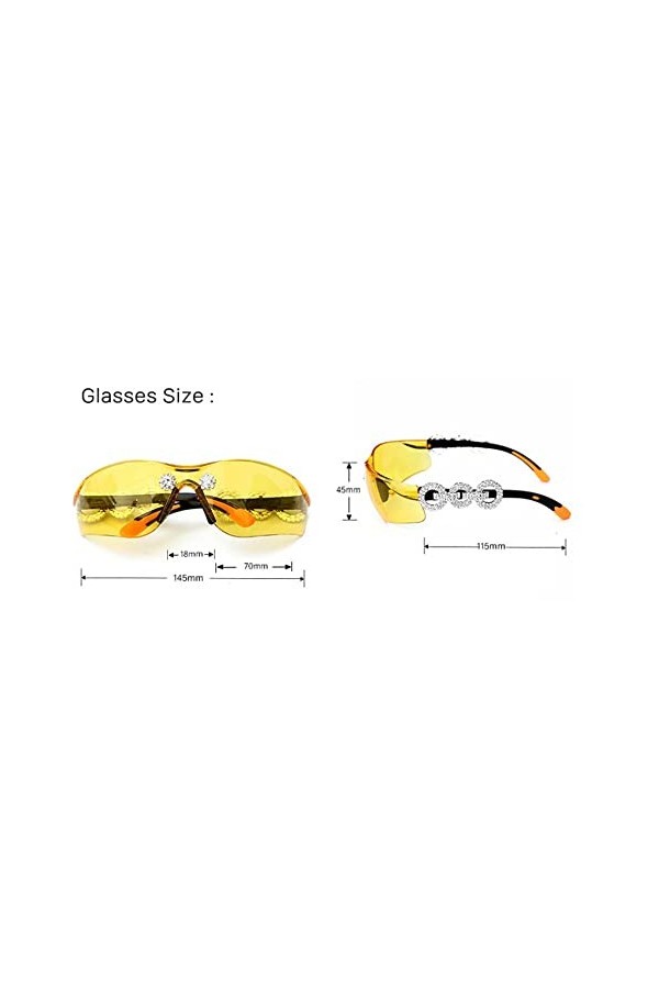 Femmes Lunettes de Soleil Lunettes de Soleil Strass Sans Monture Bouclier Lunettes Lunettes Hommes Femmes Lunettes UV400, Ros
