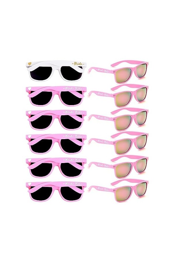 Dwenarry Lot de 12 paires de lunettes de soleil rétro en de forme carrée pour enterrement de vie de jeune fille, Lunettes de