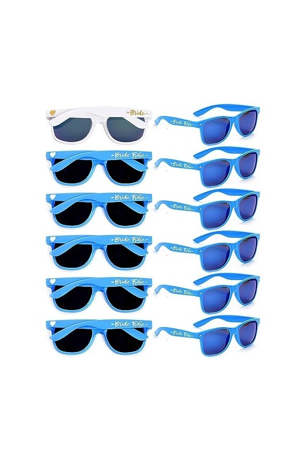 Dwenarry Lot de 12 paires de lunettes de soleil rétro en de forme carrée pour enterrement de vie de jeune fille, Lunettes de 