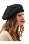 Wantonfy Béret Femme Bonnet Hiver Automne pour Femme Laine Béret Casquettes Souples Français Automne