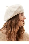 Wantonfy Béret Femme Bonnet Hiver Automne pour Femme Laine Béret Casquettes Souples Français Automne