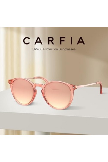 Carfia Lunettes de Soleil Polarisées Élégante Pour Hommes et Femmes Protection UV Légère Lunettes Rondes