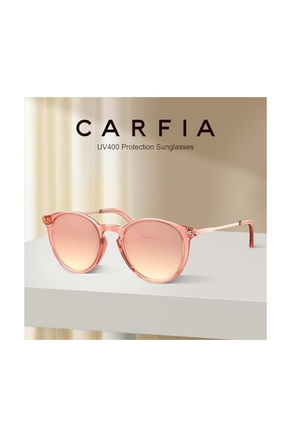 Carfia Lunettes de Soleil Polarisées Élégante Pour Hommes et Femmes Protection UV Légère Lunettes Rondes