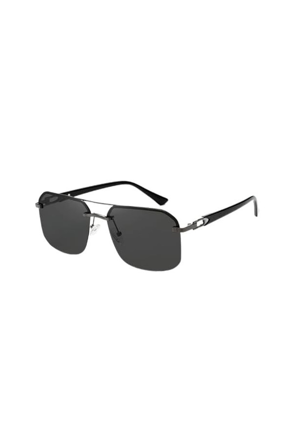 Lunettes de soleil polarisées à monture métallique semi-carrée pour hommes femmes Retro Mirrored Lens Lunettes de soleil pour