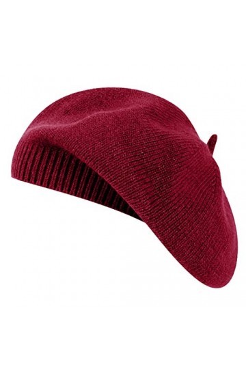 Qinfren Femmes Classique Français Chapeau de Béret Bonnet Elégant Automne Hiver pour Femme，Vin Rouge，Taille Unique