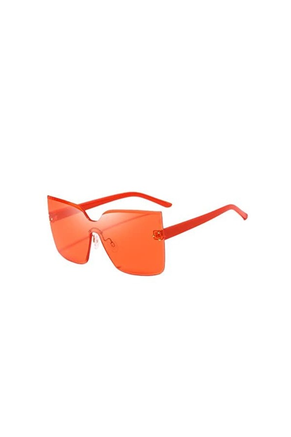 HIHELO Lunettes de soleil à verres larges pour femme - Lunettes de soleil une pièce - Bords coupés HD - Rouge transparent