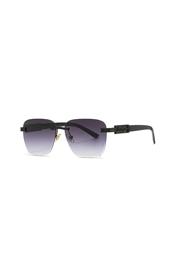 HCHES Lunettes de soleil carrées sans monture vintage hommes femmes lunettes de soleil sans cadre léopard grand cadre pour da
