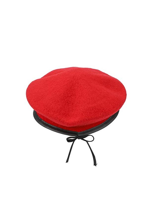 AYPOW Bérets de Laine, bérets de Style Militaire pour Femmes, avec Garniture en Cuir, Ajustables, Taille Unique