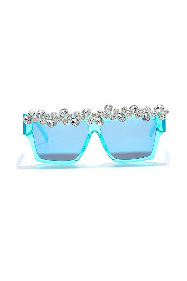 HCHES Lunettes de soleil carrées diamant femmes lunettes de soleil strass hommes lunettes de soleil punk une pièce, 5, taille