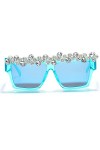 HCHES Lunettes de soleil carrées diamant femmes lunettes de soleil strass hommes lunettes de soleil punk une pièce, 5, taille