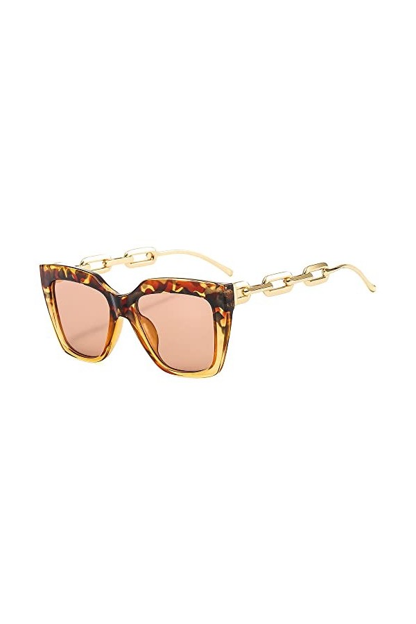 HPIRME Cat Eye chaîne jambe lunettes de soleil pour hommes femmes conduite grandes lunettes de soleil Vintage femme lunettes,