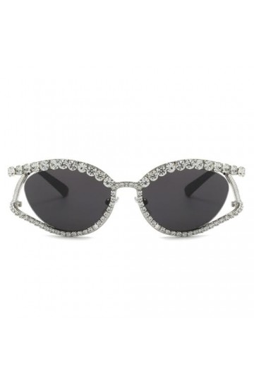 MUTYNE Lunettes de Soleil Oeil de Chat Cristal Diamant Femmes Mode Luxe Creux Monture en Métal Lunettes de Soleil Vintage Nua