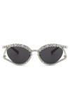 MUTYNE Lunettes de Soleil Oeil de Chat Cristal Diamant Femmes Mode Luxe Creux Monture en Métal Lunettes de Soleil Vintage Nua