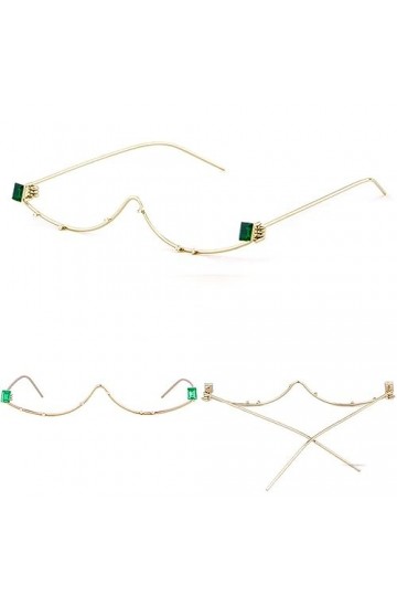 HPIRME Cristal Strass Demi-Cadre Lunettes De Soleil Femmes Cateye Lunettes De Soleil Sans Lentille Décoration Lunettes De Sol