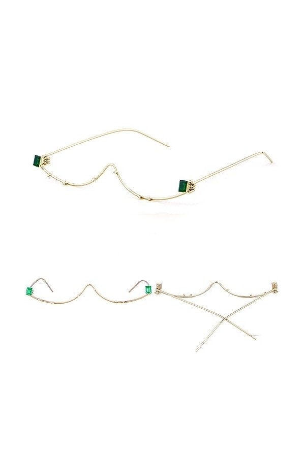 HPIRME Cristal Strass Demi-Cadre Lunettes De Soleil Femmes Cateye Lunettes De Soleil Sans Lentille Décoration Lunettes De Sol